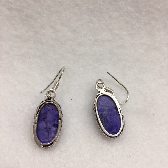 Howlite Silver Overlay Earrings 1.6” - Picture 3 of 5